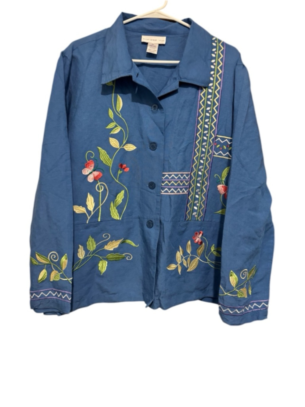 Susan Graver Shacket sz xl button up linen blend
